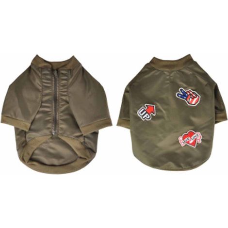 Vêtement pour Chien Déperlant "Bomber" 35cm Kaki (1/2)