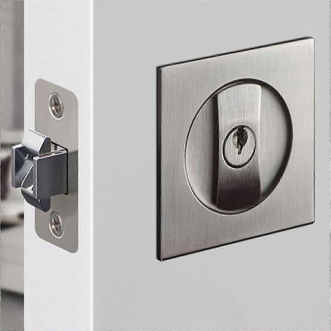Serrure pour porte coulissante, serrure à mortaise invisible encastrée, serrure pour porte en bois, argent - q36 (1/5)
