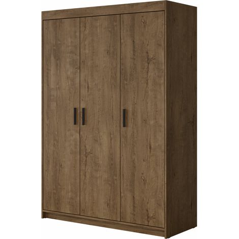 Armario Novduni 101, Roble de lefkada, 191x133x53cm, Puertas de armario: Con bisagras, Número de estantes: 5 (1/4)