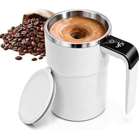 (380 ml)Tasse à mélangeur automatique, avec affichage de la température, shaker électrique magnétique en acier inoxydable 304 pour chocolat chaud (1/5)