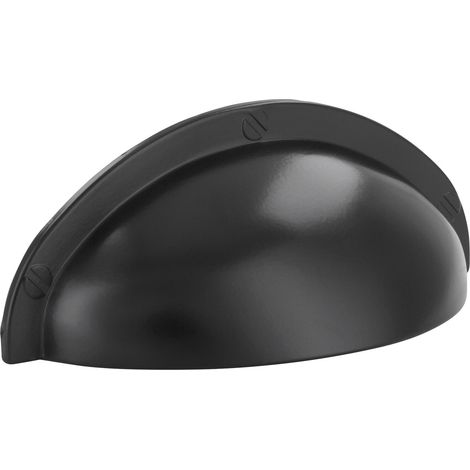 Muschelgriff für Schubladen Junit - Schubladengriff Vintage LA 64, Zinkdruckguss schwarz matt