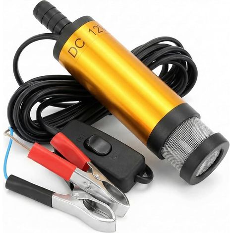 Pompe à eau 12V 38MM, pompe diesel avec clip, acier inoxydable, cordon d'alimentation 3M, pour diesel, kérosène, eau (1/5)