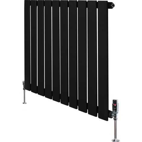 Radiador Moderno Negro 60×70 cm de Columna Simple con Válvulas Termostáticas  Acero Premium 1.5 mm, 635 W, Cepillo y Kit de Fijación Incluidos – Calefacción Eficiente y Elegante (1/5)