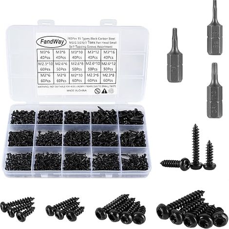 Torx Round Head Self Tapping Screws M2 M2.3 M2.5 M3 Small Truss Head Torx Wood Screws Carbon Steel Black Oxide Self Drilling Sheet Metal Screws Fully Threaded Wrench. (1/5)