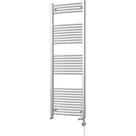 Zennor - Chrome Dual Fuel Towel Rail H1800mm x W600mm Thermostatic - Curved (1/3)