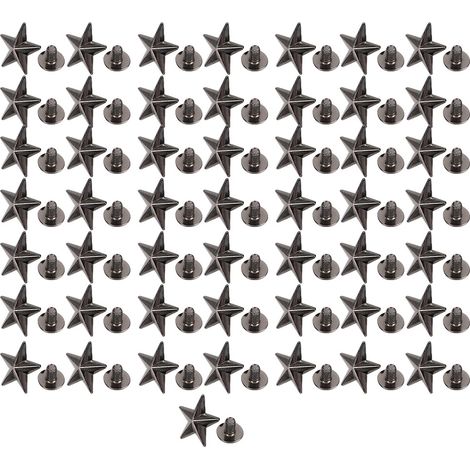 50 jeux de rivets en étoile à cinq branches avec vis, 14 mm, finition canon de fusil convexe (1/5)