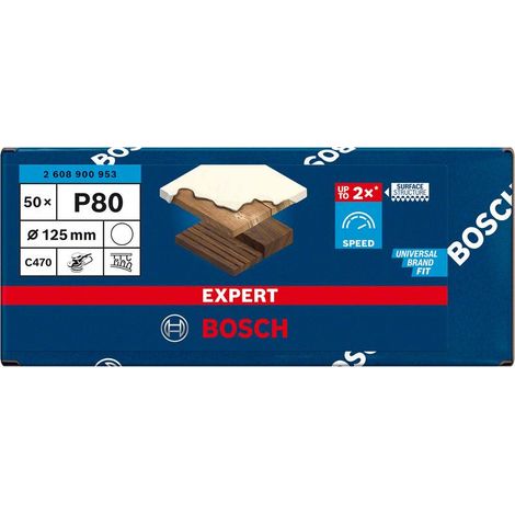 Expert C470 Schleifpapier ohne Löcher für Schleifer und Bohrer 125 mm G 80 50 Stk.  BOSCH 2608900953