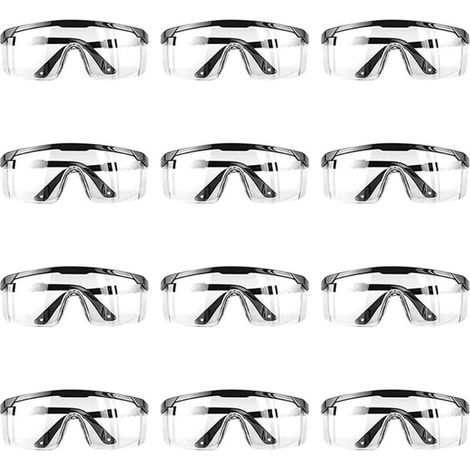 12pcs Lunette protection,Lunette de protection travail,Lunettes de Protection de Vision Intégrale,Lunettes de protection anti-buée avec protection UV Pour adultes (homme et femme) Transparent (1/5)