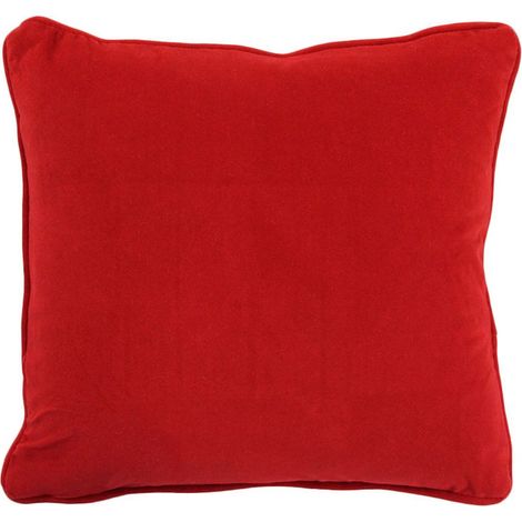 Coussin en velours rouge 40x40 cm – Toucher extra doux – Finition passepoil – Déhoussable et facile d'entretien – Thedecofactory (1/5)
