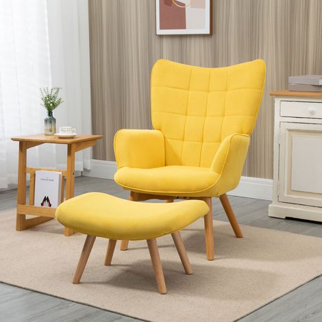 MEUBLIV poltrona relax 72x80x101 cm gialla con poggiapiedi, da montare (1/4)