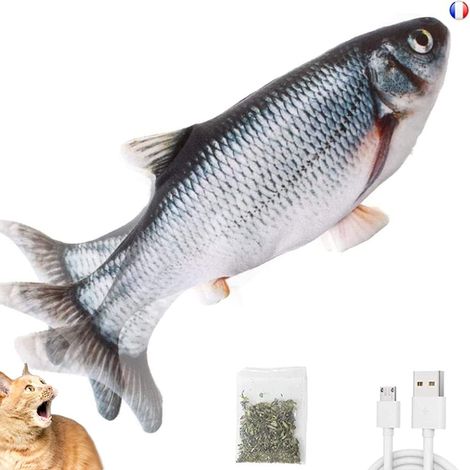 Jouet Chat Poisson Électrique - Simulation 3D Réaliste - Avec Herbe À Chat - Pour Jeu Interactif Intérieur - 1 Pièce (1/5)