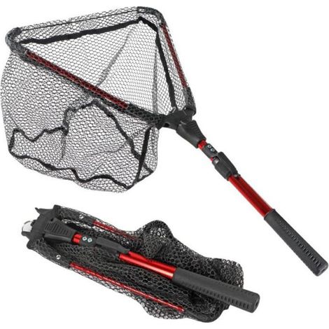 Épuisette de pêche - Poignée télescopique 35 à 90 cm - Maille triangulaire - Pour kayak rivière mer bateau - 1 pièce (1/5)