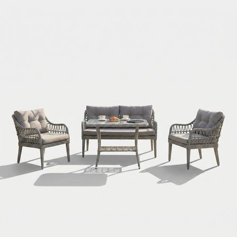 Salon de jardin avec table basse en aluminium Fiori - Gris (1/4)