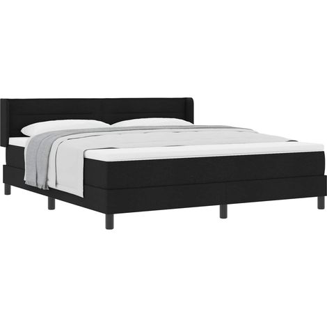 Maison Exclusive - Lit à ressorts avec tête de lit Noir 200 x 180 cm tissu (1/5)