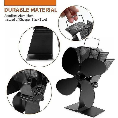 Meilleures offres 4 pales ventilateur de poêle à chaleur poêle à bois ventilateur de cheminée pour Air chauffé poêle écologique (1/3)