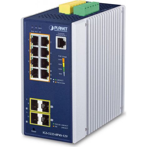 PLANET Technology Planet IP30 Industrial L2+/L4 8-Port, W127366222 (IGS-5225-8P4S-12V)