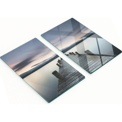 Tablas decorativas de cristal para cortar y servir, modelo Lake Molo, 2x30x52 cm.