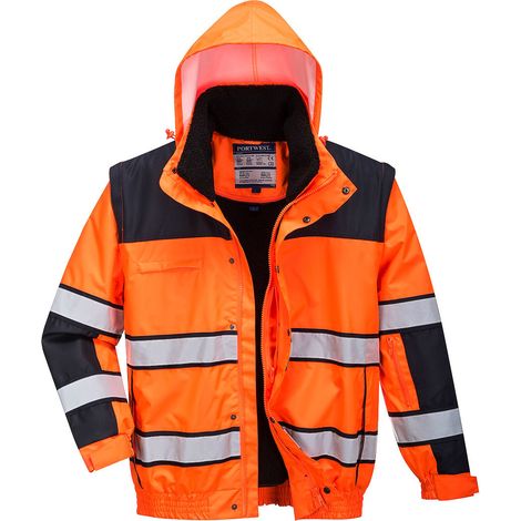 Blouson HiVis 3 en 1 couleur : Orange/Noir taille XXXL - PORTWEST