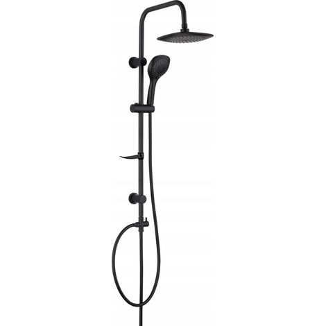 Colonne de douche, douche de pluie avec douchette, montage en surface, noire, 96 cm (1/3)