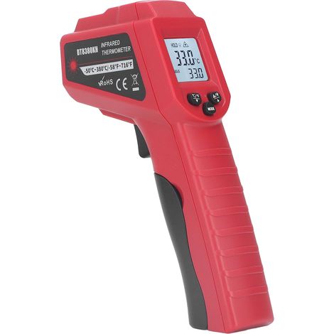 Thermomètre infrarouge sans contact avec écran LCD rétroéclairé et indicateur lumineux pour moteur et réfrigérateur (1/5)