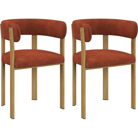 Lot de 2 chaises, fauteuils de table NELLA en tissu chenille terracotta pour salle à manger (1/5)