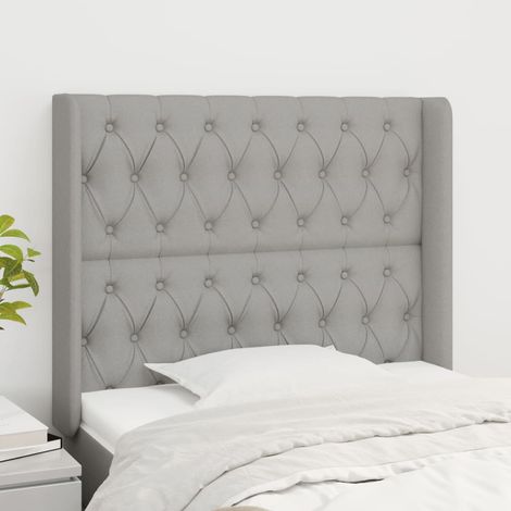 vidaXL Tête de lit avec oreilles Gris clair 103x16x118/128 cm Tissu (1/5)