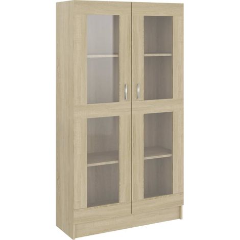 Armoire à vitrine,Meuble de Rangement Chêne sonoma 82,5x30,5x150 cm Aggloméré -17637 (1/5)