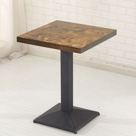Yongqing – Table carrée à manger 60x60cm – Hauteur 75cm – Fer et bois – Capacité 120kg – Pour bars et cuisines – Style industriel vintage (1/5)