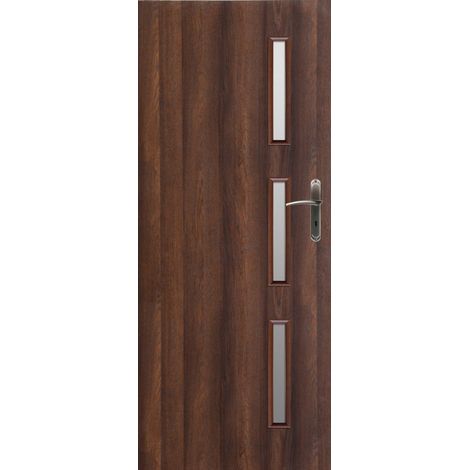 Porte d'intérieur vitrée SICYLIA chêne brûlé en plusieurs dimensions - Poussant: Gauche - Largeur porte: 70 cm