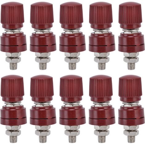 Bloc de bornes régulateur de tension 10Pcs, bornes de serrage M6 32mm pour onduleur, longueur 44mm, plage 0V-380V, rouge