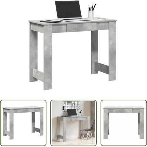 Bureau gris béton - Bureau gris béton 100x45x75 cm bois d'ingénierie (1/5)