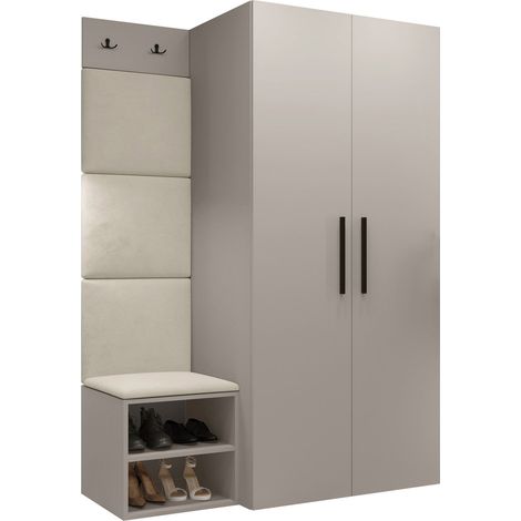 Conjunto para recibidor Nitos IV, Manila 02, 191x122x50cm, Aglomerado laminado, Tapiz, Colocada, Montada en la pared