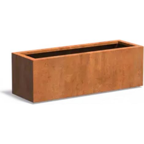 Adezz Pflanzgefäß Carrez Standard Rechteck aus Corten-Stahl Pflanzkübel Größe 120x40x40 cm (1/2)