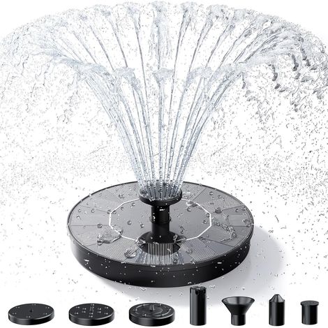 Fontaine solaire, pompe de fontaine solaire pour bain d'oiseaux, avec 6 buses, version améliorée 2026, pompe de fontaine solaire flottante indépendante, adaptée aux bains d'oiseaux, aux piscines et au (1/5)