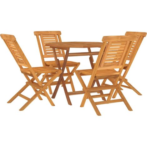 Set da pranzo mobili da giardino mobili da esterno 5 pezzi in legno massello di teak