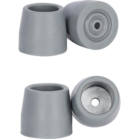 Punte per deambulazione, set di 4 punte di ricambio universali per deambulatori con stelo da 25 mm, accessorio per deambulazione senza attrezzi, 2 paia grigie