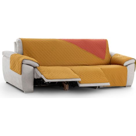 Housse de Fauteuil de Relaxation rembourrée et réversible 3 x 3 cm - Moutarde - Protection de canapé réglable, Confort supplémentaire et Design élégant (1/5)