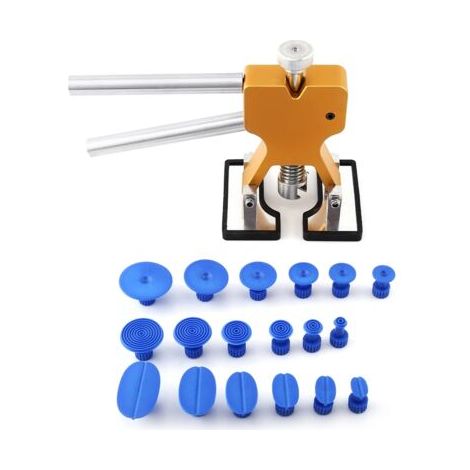 Kit para eliminar abolladuras, extractor de carrocería robusto y de alta dureza, fabricado en aluminio con 18 pestañas azules para lavadoras, frigoríficos y coches. (1/5)