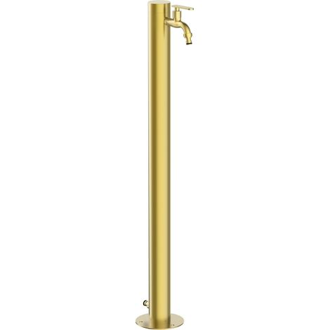 Wasserzapfsäule Edelstahl 304 gold gebürstet 93 cm – freistehender Garten Wasserhahn mit Schlauchanschluss, Outdoor Wasserstelle GardWell