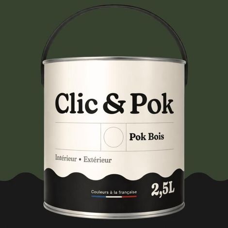 Peinture Bois Extérieur – POK BOIS - 2,5L - RAL 6020 - Vert oxyde chromique- Résistante aux intempéries - Ne s'écaille pas