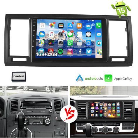 Pour VW T6 Transporter Multivan Apple Carplay Android 15 Autoradio Bluetooth EQ USB GPS Navi WIFI Écran tactile - 1+32G (1/4)
