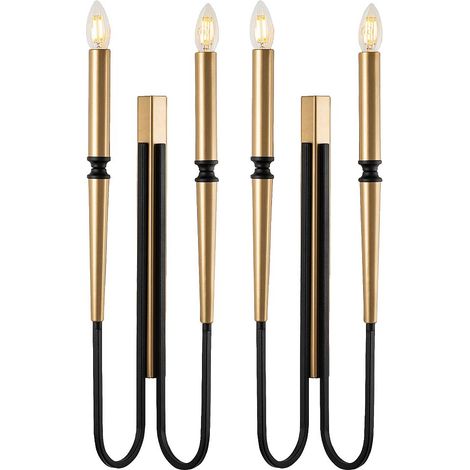 Lot de 2 appliques murales style bougeoir en métal - Doré et noir - H. 58 cm - OVYLA (1/5)