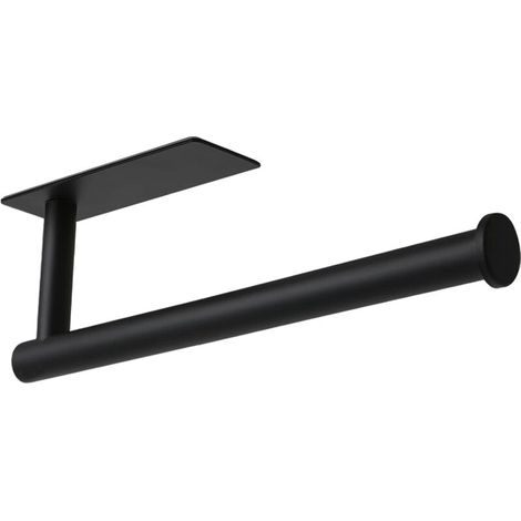 Porte-serviettes adhésif pour cuisine et salle de bain – en acier inoxydable 304 brossé noir, montage mural ou sous-meuble (1/5)