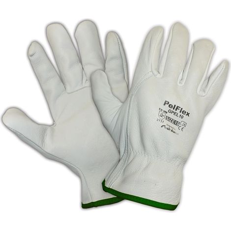 Guanti da lavoro anti-usura in fiore di pelle bovina bianco per giardino ed edilizia -Taglia 9 / Confezione da 12 pezzi (1/3)