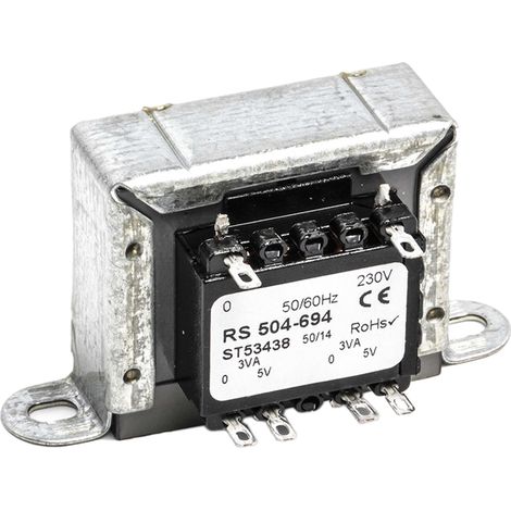 Transformateur à montage sur châssis, Vin 230V c.a., Vout 5V c.a., 2 sorties, 6VA ( Prix pour 1 )