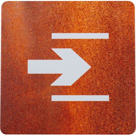 Plaque de porte alu effet rouille - Sortie logo flèche - 4385181 (1/2)