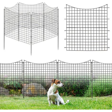 Protection Parterre et Barrière Chien Clôture Décorative Métal 5 Panneaux Amovibles pour Allée et Jardin (1/5)