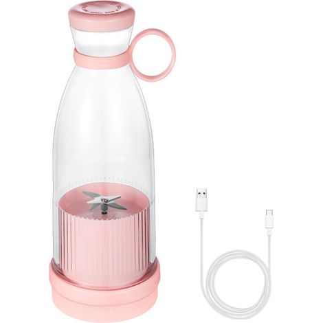 Tragbarer 380-ml-USB-Mixer für gefrorene Früchte und Smoothies, pinkfarbenes ABS-Gehäuse – Mano Display (1/5)