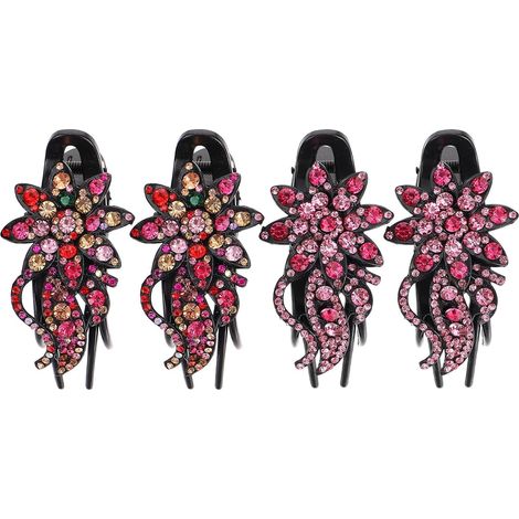 4 Pieces Red Glitter Decor Hair Clips, Elegant Clip (1/5)