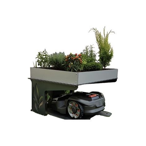 Abri Pour Tondeuse Robot Protect Life Avec Couverture Végétalisable. Base Et Pieds Intérieurs Inox Et Matériaux Composites Recou